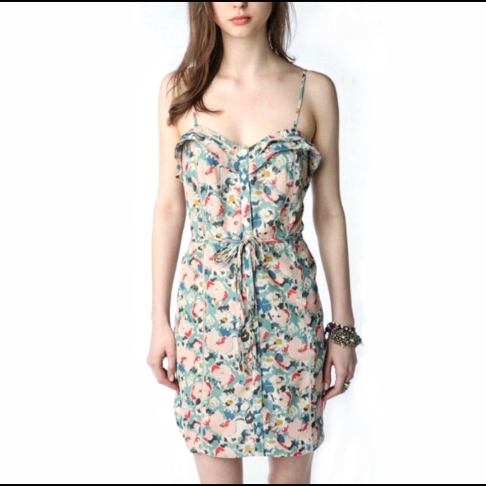 Kimchi Blue Floral Button Up Waist Tie Dress